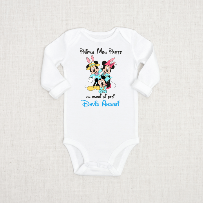 Body personalizat - Primul meu Paște cu mami și tati - Nume - Baby Mickey [1]