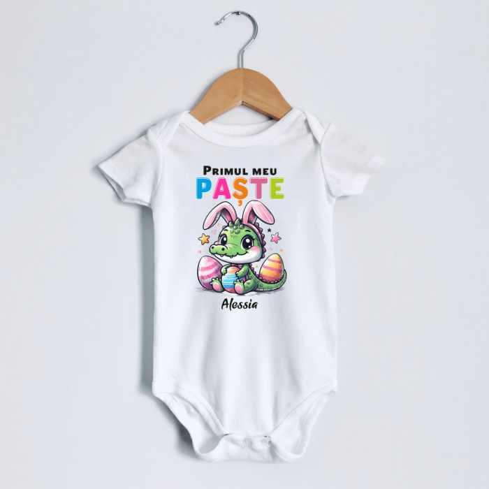 Body personalizat - Primul meu Paște - Dinozaur - Model fetiță [1]