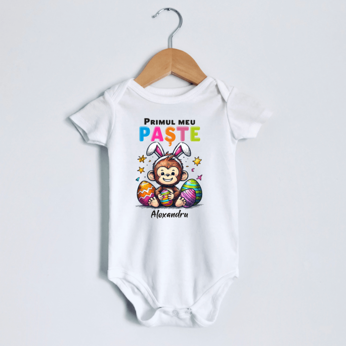 Body personalizat - Primul meu Paște - Maimuță - Model băiat [1]