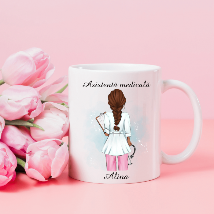Cană personalizată pentru asistentă medicală - Nume - Model 2 [1]