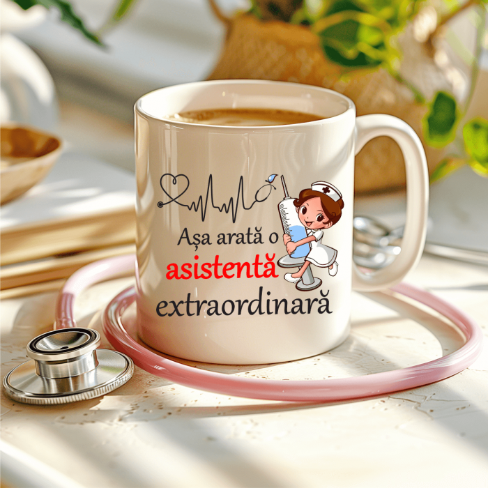 Cană personalizată - Așa arată o asistentă extraordinară [1]