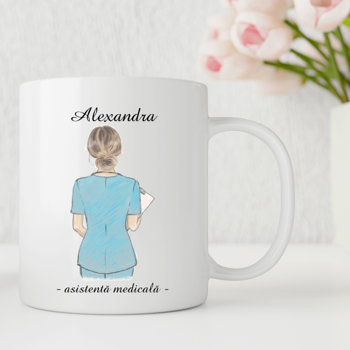 Cană personalizată - asistentă medicală - nume [1]