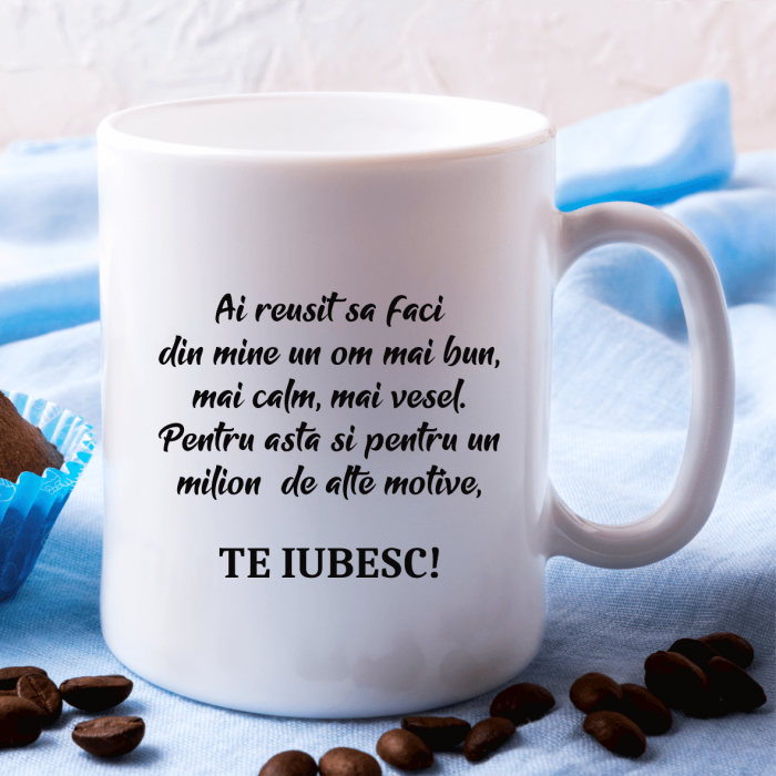Cană personalizată cu o poză și text -  Hearts [2]