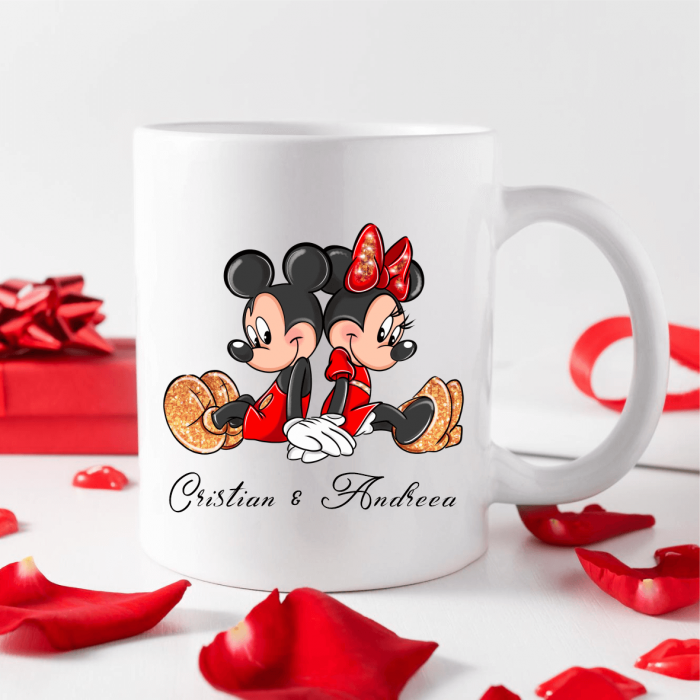 Cană personalizată - Minnie & Mickey - Nume - Model 1 [1]