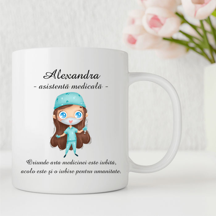 Cană personalizată pentru asistentă medicală - Nume - Mesaj [1]