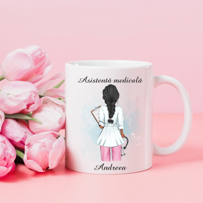 Cană personalizată pentru asistentă medicală - Nume - Model 3 [1]
