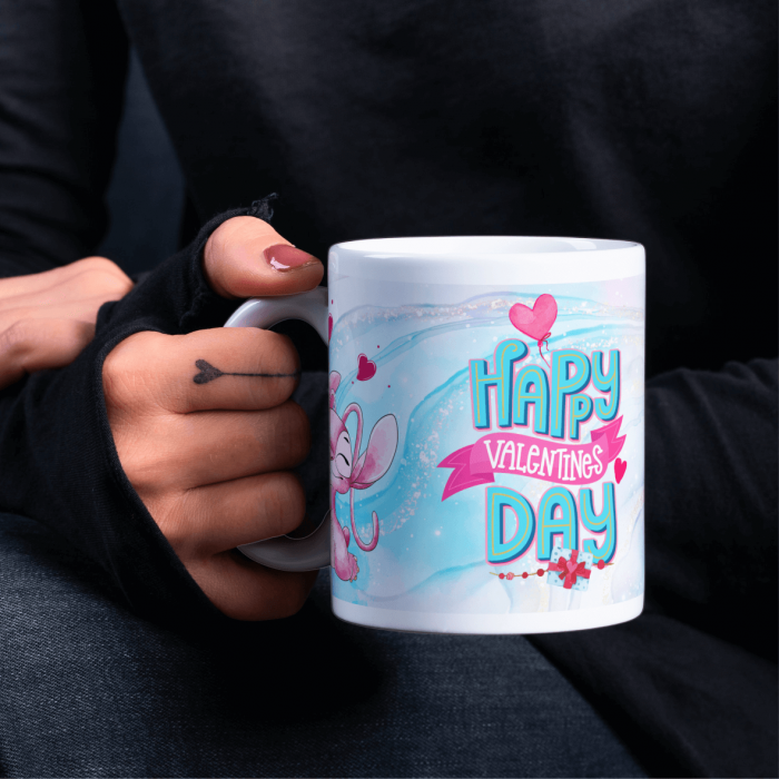 Cană personalizată - Stitch și Angel - Happy Vallentine's Day [2]