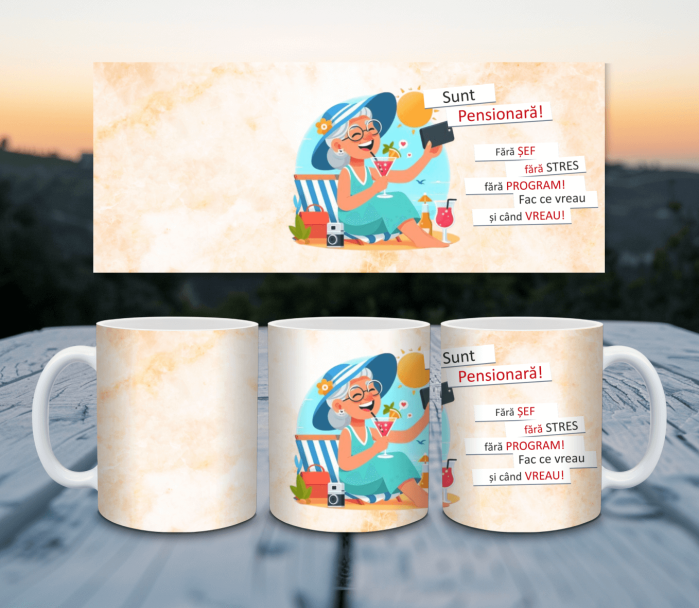Cană personalizată - Sunt pensionară - M9 [1]
