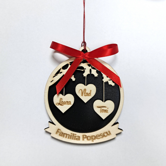 Glob personalizat cu nume din lemn - Familie - Model 1 [1]