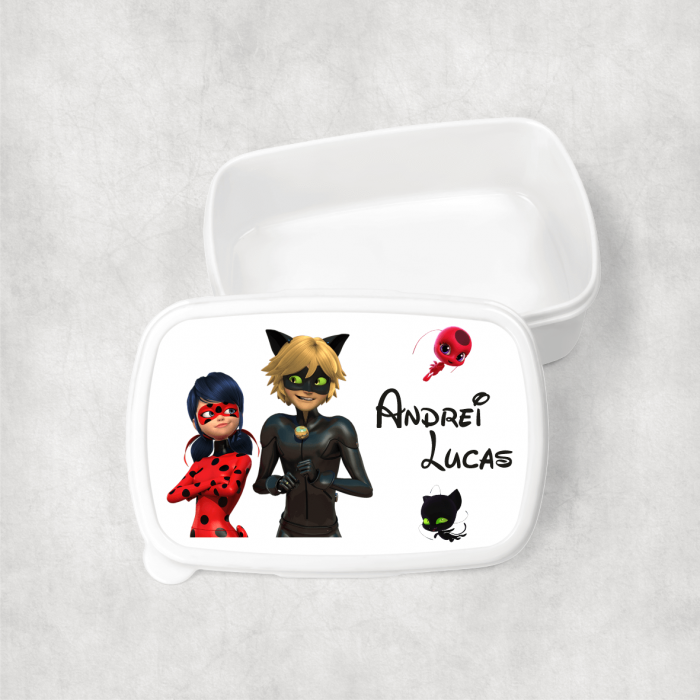 Lunch box personalizat cu nume - Buburuza și Motan Noir [1]