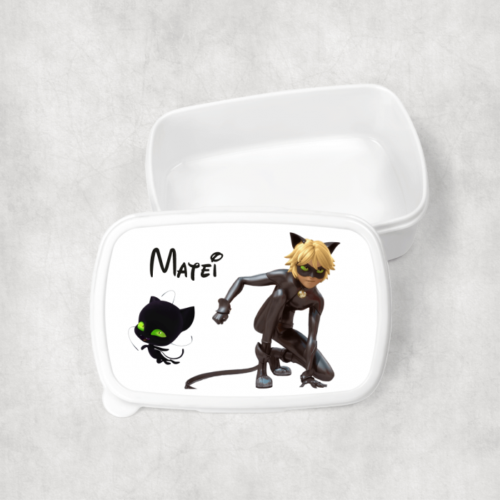 Lunch box personalizat cu nume - Miraculous - Motan Noir [1]
