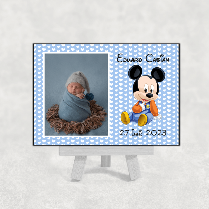 Marturie magnet botez - Baby Mickey - Nume - Dată - Model 5 [1]