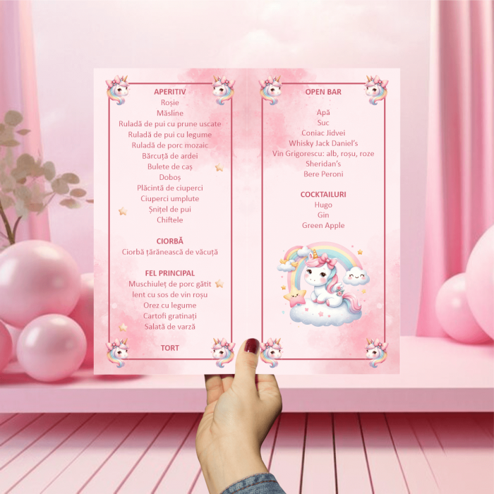 Meniu de masă botez - Unicorn [2]