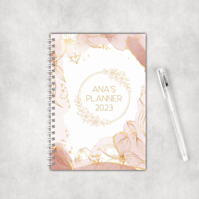Notebook personalizat cu text - Gold Flowers [1]
