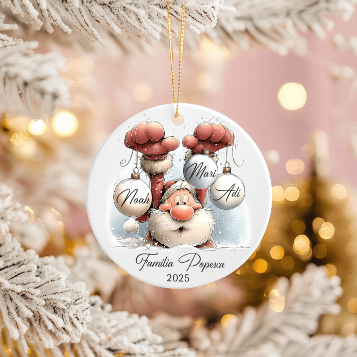 Ornament acril alb rotund pentru brad personalizat cu nume - Familie M2 [1]
