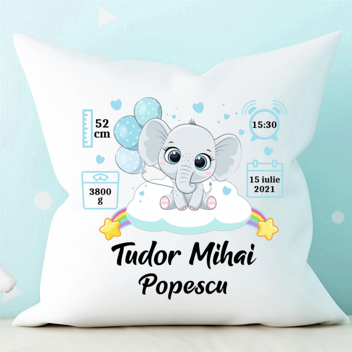 Pernă personalizată Nou Născut - Elephant [2]