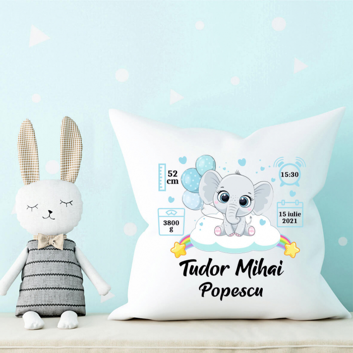 Pernă personalizată Nou Născut - Elephant [1]