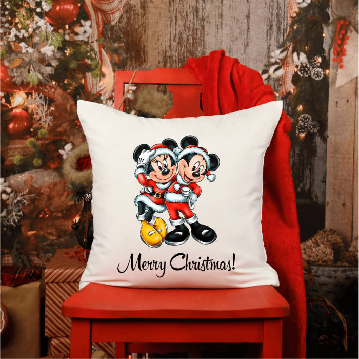 Pernă personalizată cu mesaj - Minnie și Mickey [1]