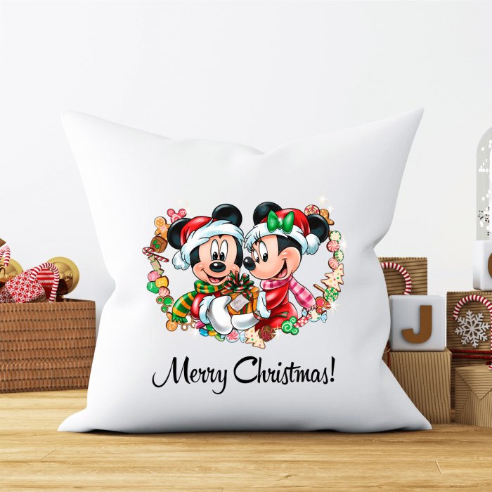 Pernă personalizată cu mesaj - Minnie și Mickey - Model 2 [1]