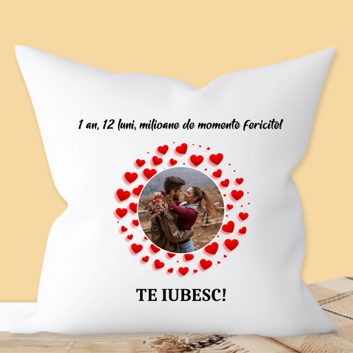 Pernă personalizată cu o poză și text - Hearts [1]