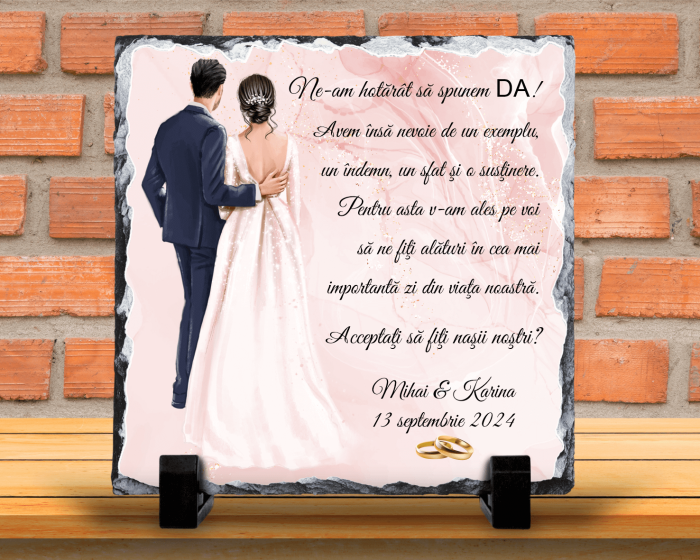 Placă de ardezie personalizată - Cerere nași - Model 1 [1]