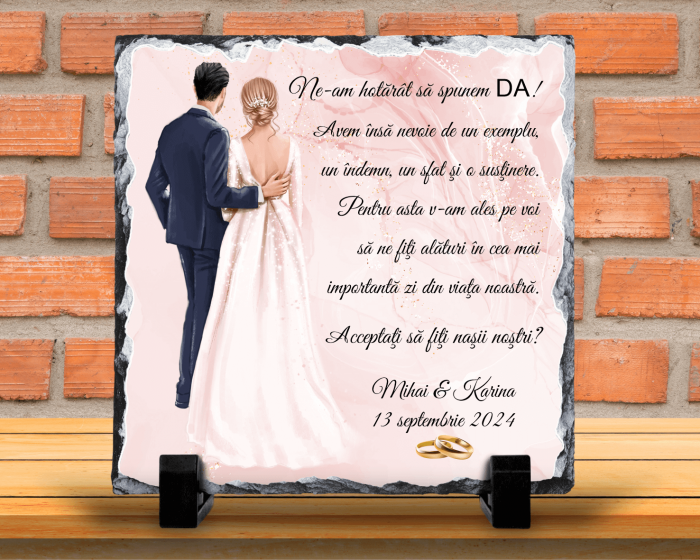 Placă de ardezie personalizată - Cerere nași - Model 2 [1]