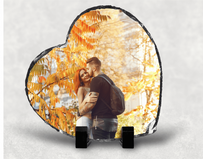 Placă de ardezie personalizată cu poză - Inimă [1]