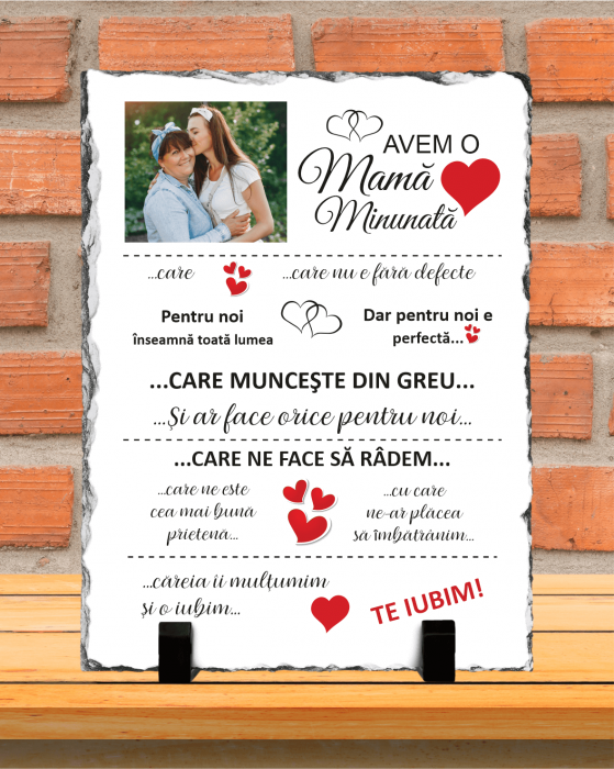 Placă de ardezie personalizată - Diplomă pentru mama - Poză [1]