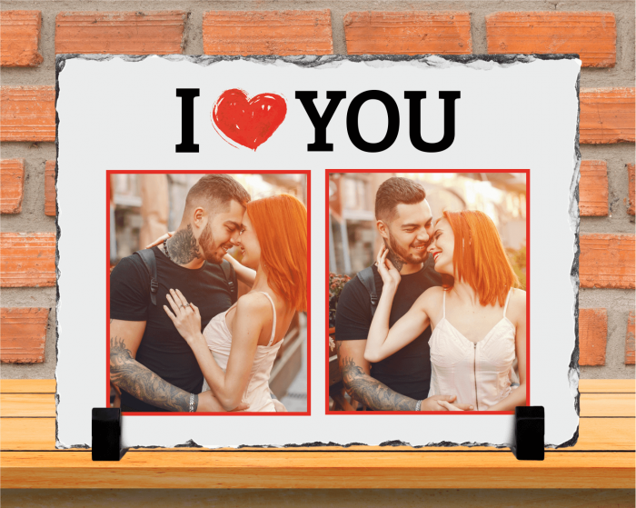 Placă de ardezie personalizată - I love you - Dreptunghiulară [1]