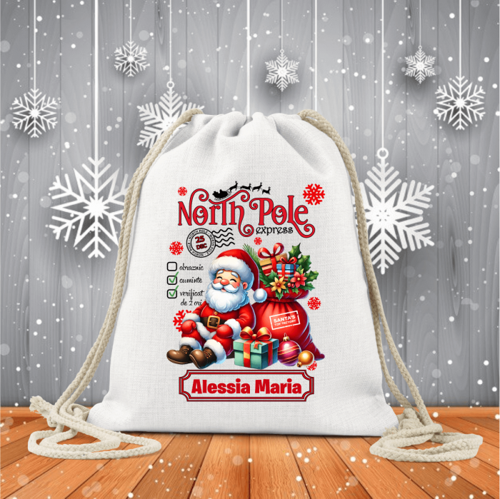 Săculeț textil pentru copii - Crăciun - North Pole express [1]