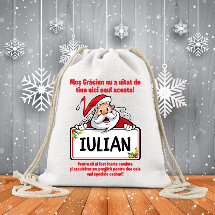 Săculeț textil pentru copii - Moș Crăciun [1]