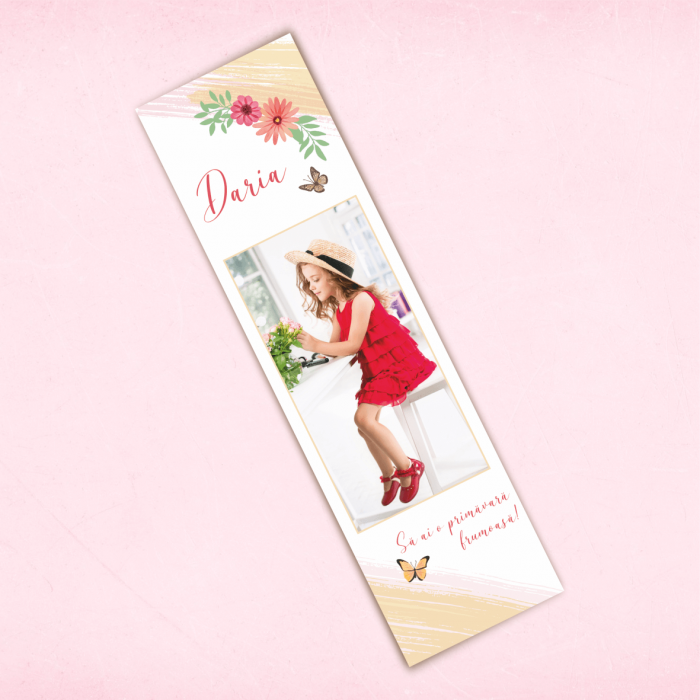 Semn de carte personalizat cu o poză și mesaj - Primăvară - Model 1 [1]
