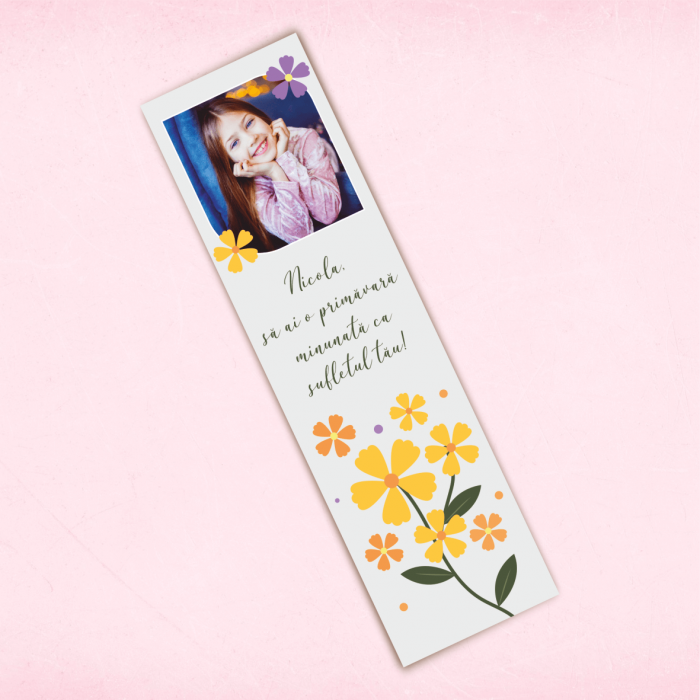 Semn de carte personalizat cu o poză și mesaj - Primăvară - Model 3 [1]
