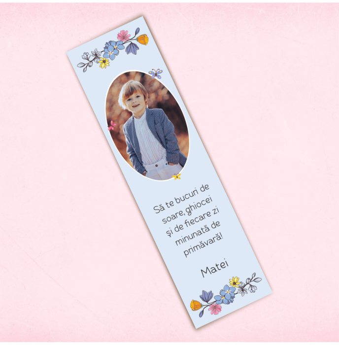Semn de carte personalizat cu o poză și mesaj - Primăvară - Model 4 [1]