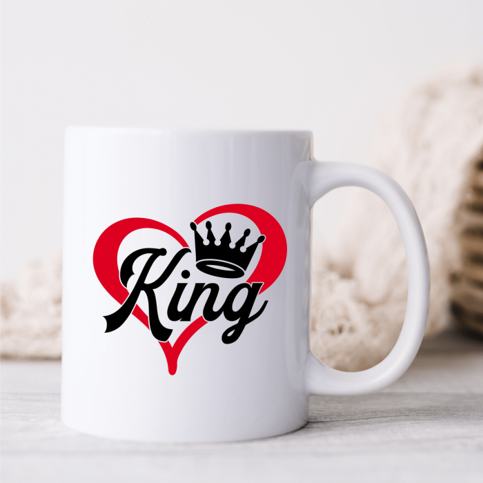 Set căni personalizate cuplu - King - Queen - Inimioară [3]