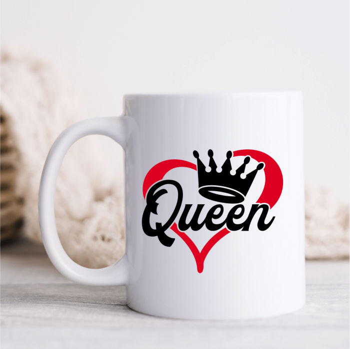 Set căni personalizate cuplu - King - Queen - Inimioară [2]