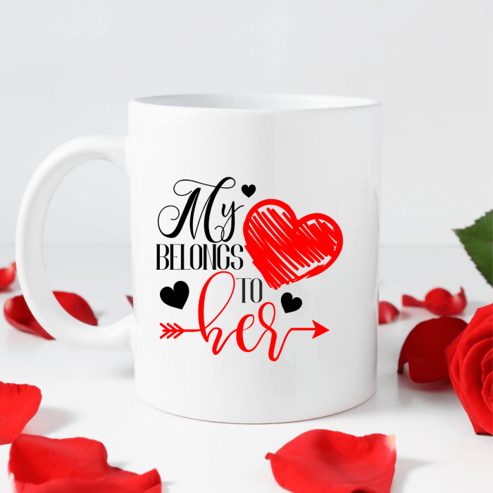 Set căni personalizate cuplu - My heart belongs to him-her [2]