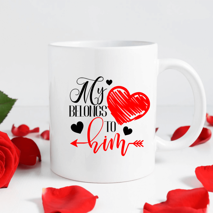 Set căni personalizate cuplu - My heart belongs to him-her [3]
