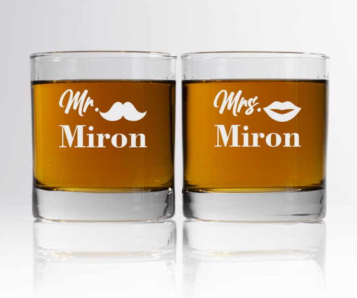 Set pahare de whisky personalizate - Mr. și Mrs. [1]