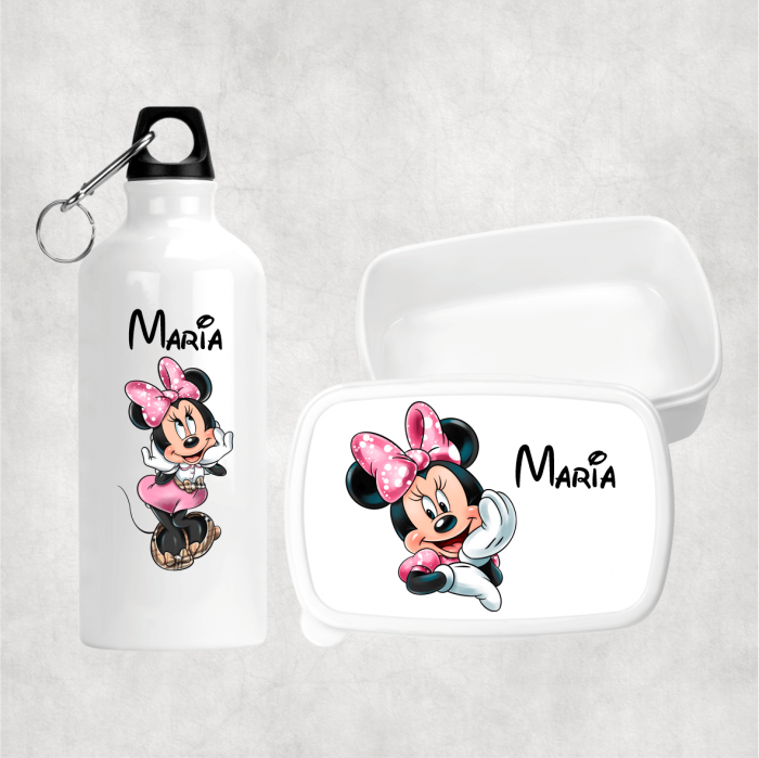 Set personalizat cu nume - Lunch box și bidon apă - Minnie [1]