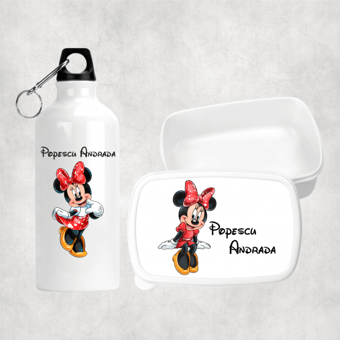 Set personalizat cu nume - Lunch box și bidon apă - Minnie - M2 [1]