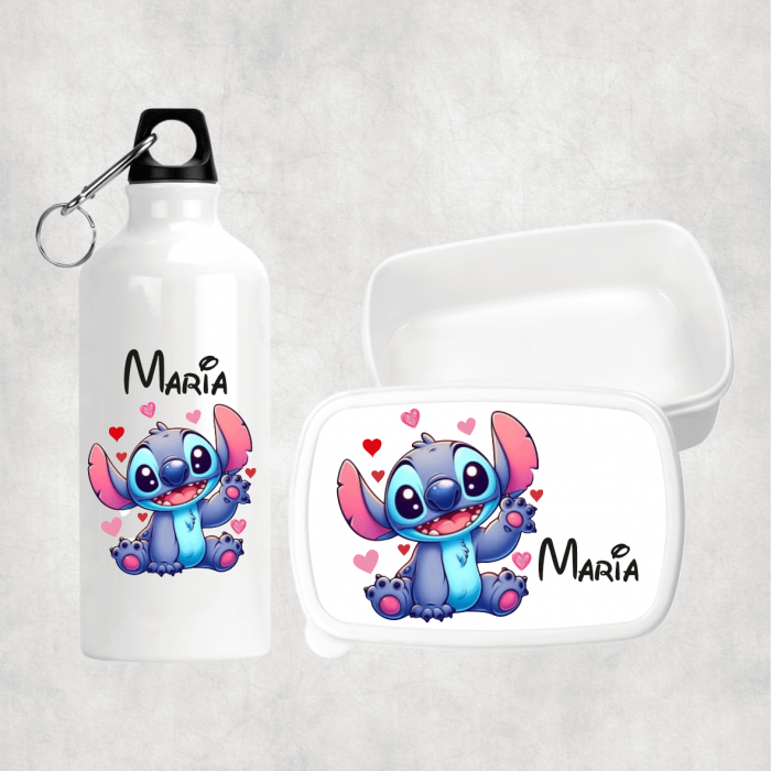 Set personalizat cu nume - Lunch box și bidon apă - Stitch [1]