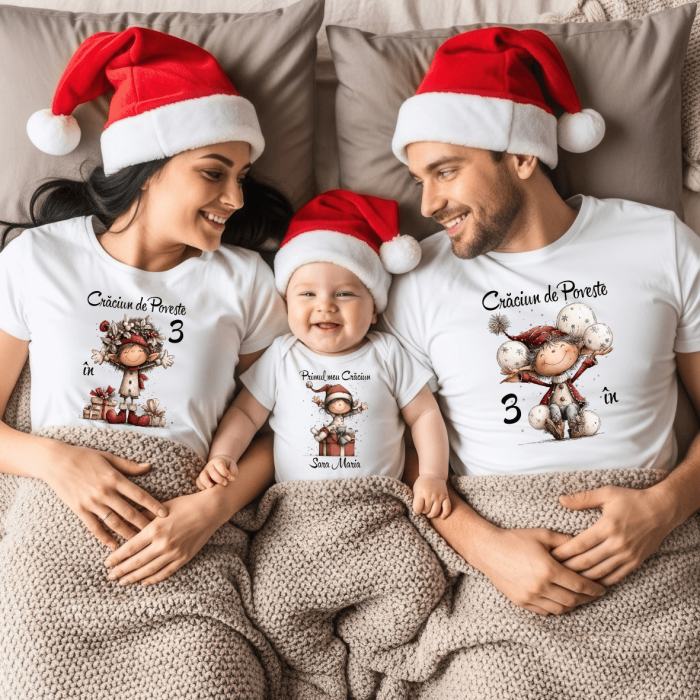 Set tricouri personalizate pentru Crăciun - Elfi - Model fetiță [1]