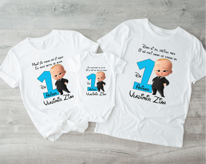 Set tricouri personalizate aniversare 1 an - Baby Boss - Model 3 [1]
