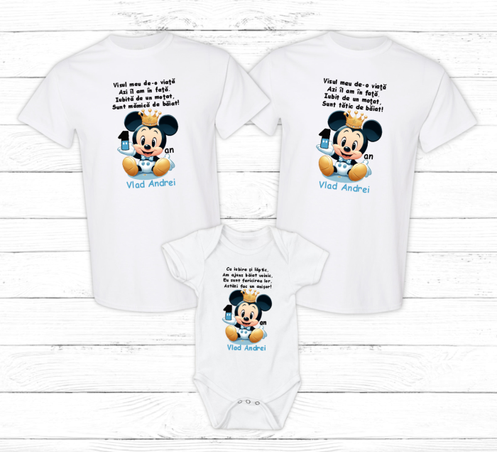 Set tricouri personalizate aniversare 1 an - Baby Mickey - Model 10 [1]