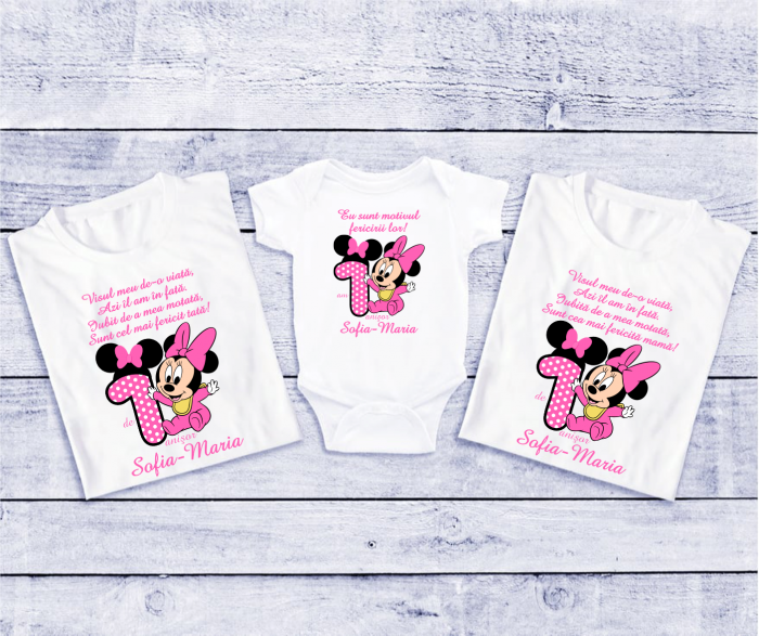 Set tricouri personalizate aniversare 1 an - Baby Minnie - Model 6 [1]