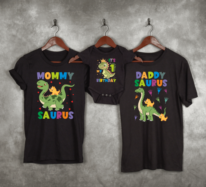 Set tricouri personalizate aniversare 1 an - Dino - Model băiat [1]