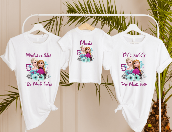 Set tricouri personalizate aniversare - Anna și Elsa [1]