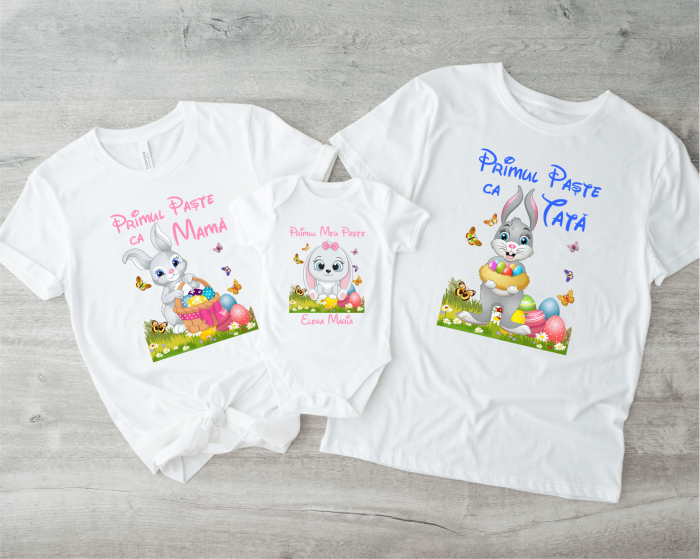 Tricouri personalizate familie - Primul Paște ca mamă - tată (model fetiță) [1]