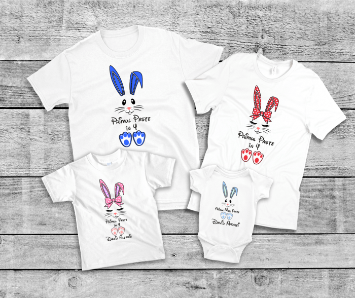 Set tricouri personalizate familie - Primul Paște în 4 - Iepuraș - Model 2 - Băiat [1]